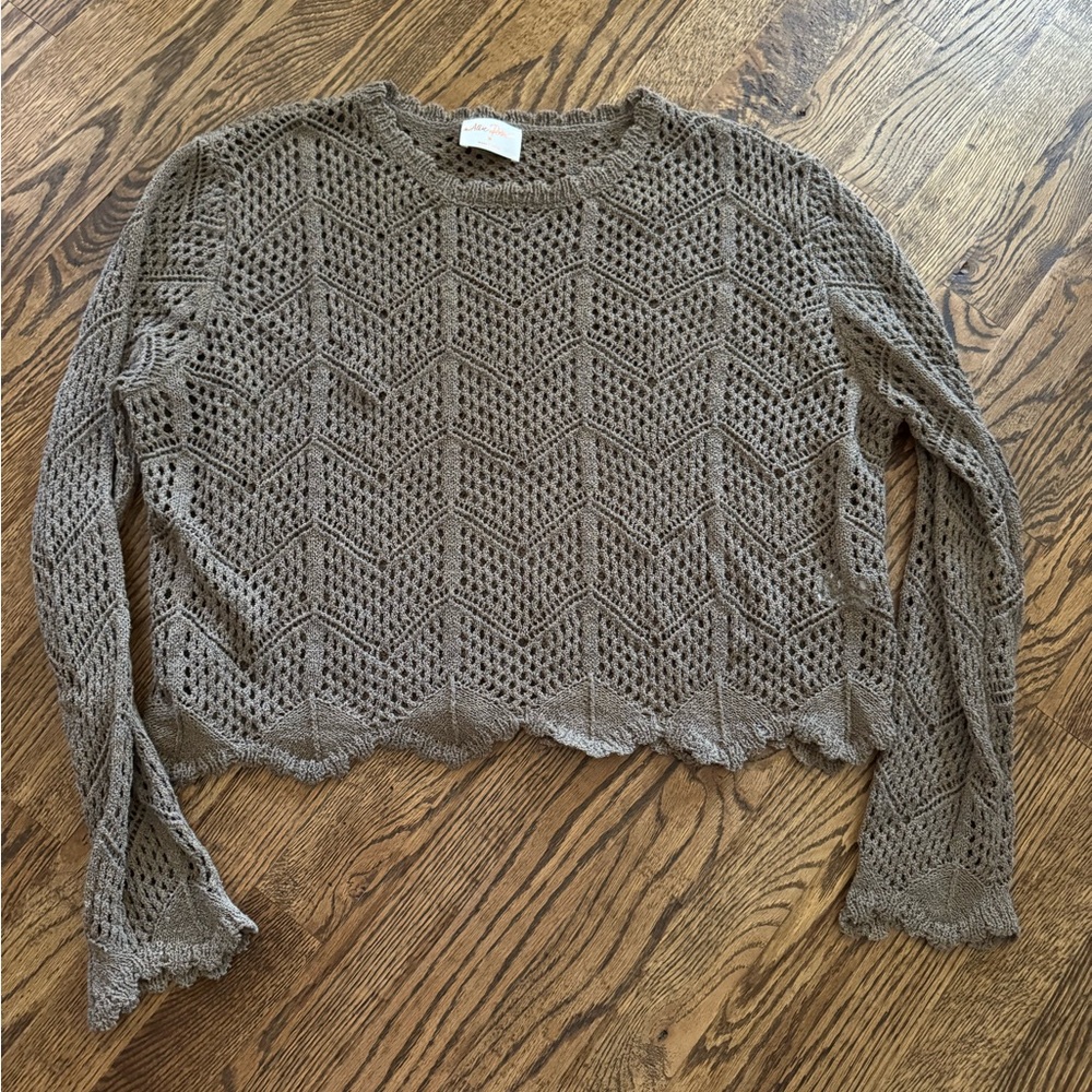 Brown Knit Chevron Sweater